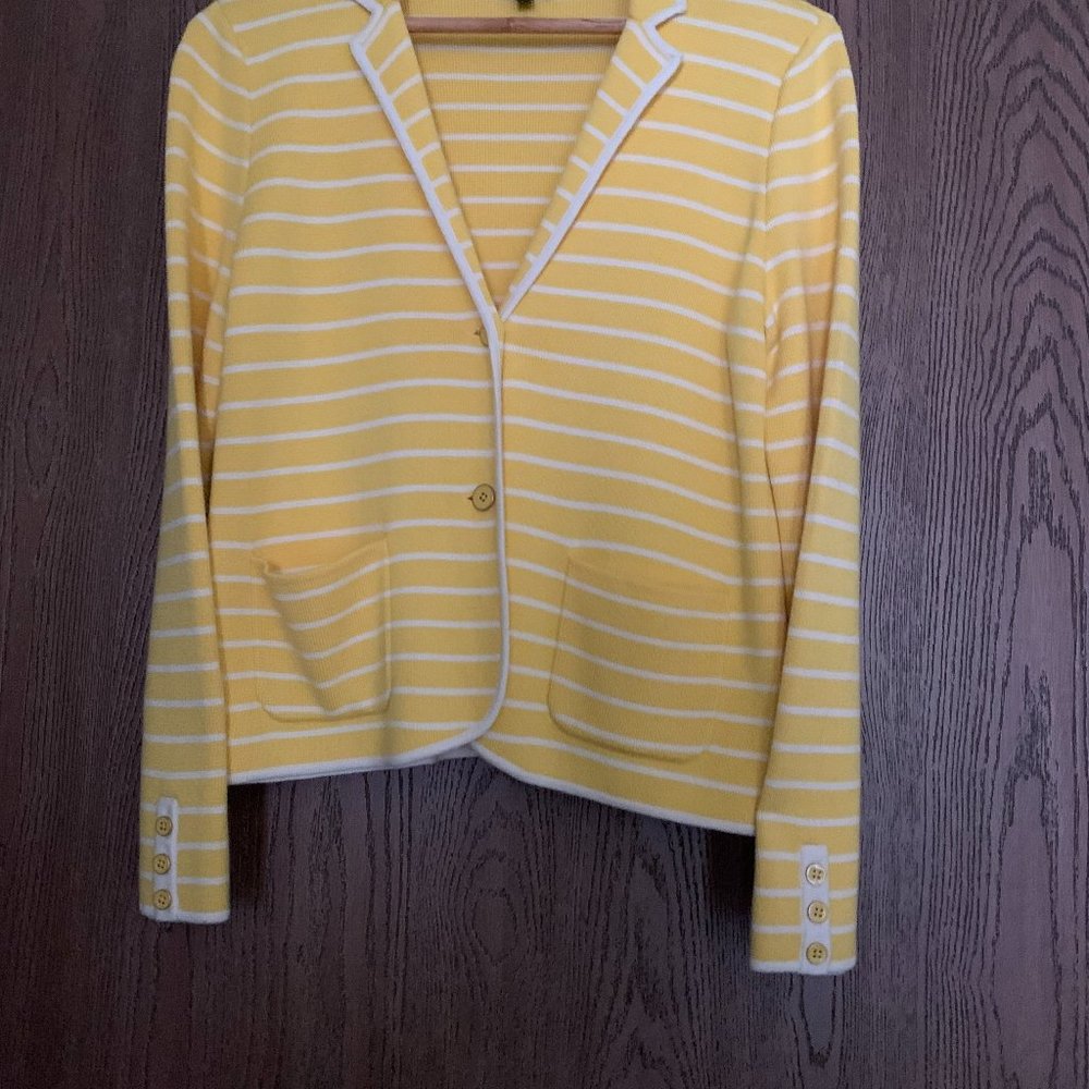 Talbots size petite medium yellow sweater jacket